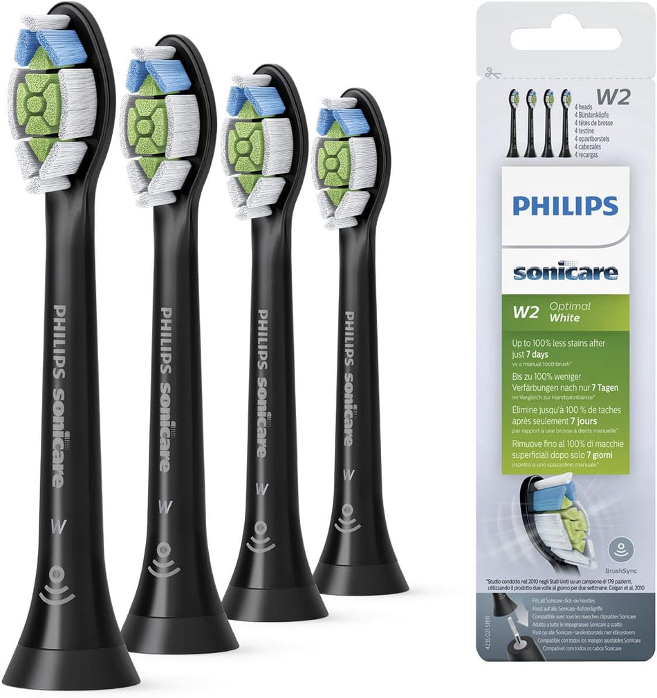 Philips Sonicare Original W2 Optimal White Standard Sonic Toothbrush Heads - 4 Pack ( Model HX6064/65 )