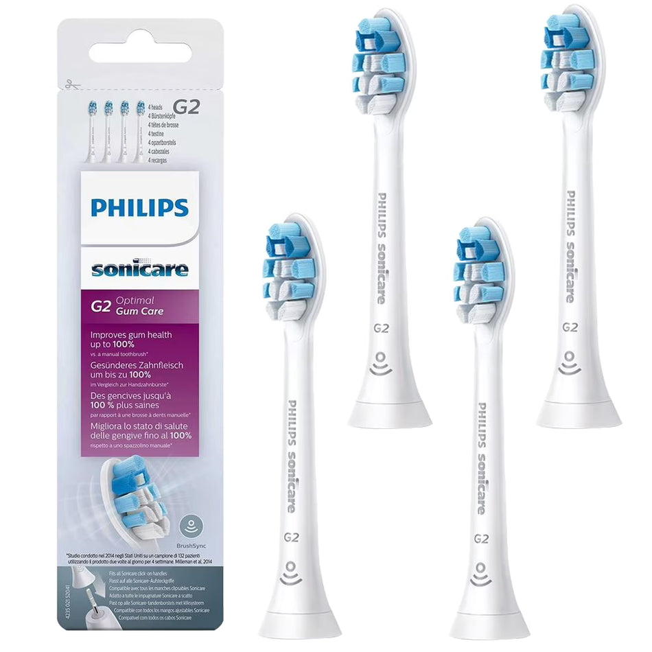 Philips Sonicare G2 Optimal Gum Care Replacement Toothbrush Heads, HX9033/65, 4 Pack